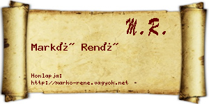 Markó René névjegykártya